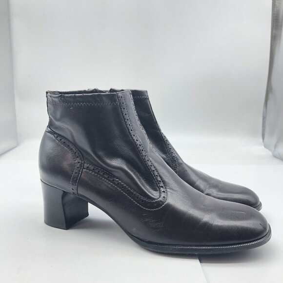Brown Franco Sarto sz 6.5 Ankle boots booties Block Heel Vegan - Picture 1 of 16
